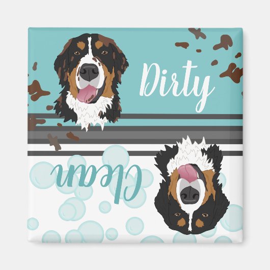 Dirty/Clean Bernese Mountain Hund Magnet (Vorne)