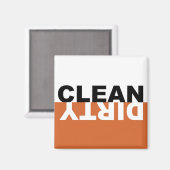 Dirty Clean Geschirrspüler Orange Magnet (Vorderseite/Rückseite)