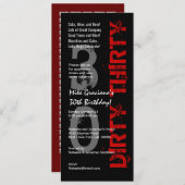 DIRTY DRITTEL Geburtstag Schwarz-weißer Roter Tal Einladung (Vorne/Hinten)