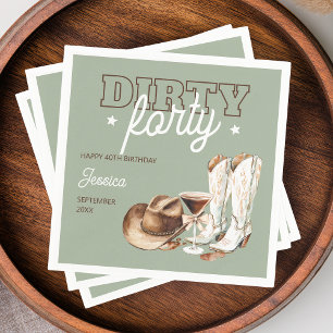 Dirty Forty Rodeo Sage Grün 40. Geburtstagsfeier Serviette