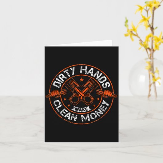 Dirty Hands Make Clean-money Funny Mechanic Mechan Karte (Gelbe Blume)