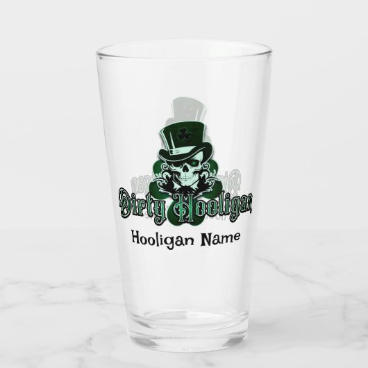 Dirty Hooligan-Logo - Personalisiert Glas (Rückseite)