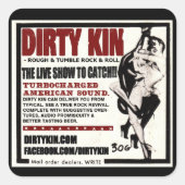 Dirty Kin Retro Quadratischer Aufkleber (Vorderseite)