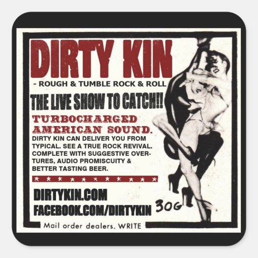 Dirty Kin Retro Quadratischer Aufkleber (Vorderseite)