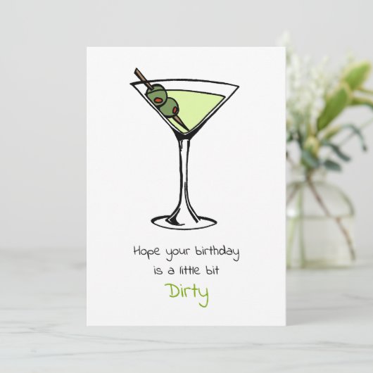 Dirty Martini 30 Geburtstag Karte (Stehend Vorderseite)