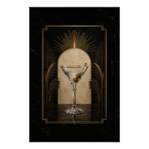 Dirty Martini Art Deco Poster | Druckbare Home Bar