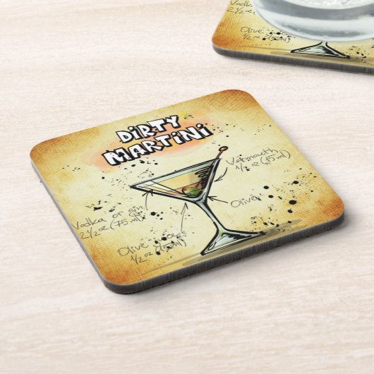 Dirty Martini Barkeeper Drink Rezept Untersetzer (Linke Seite)