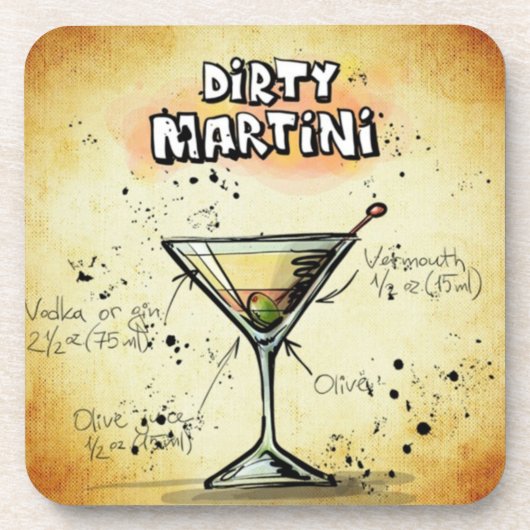 Dirty Martini Barkeeper Drink Rezept Untersetzer (Vorderseite)