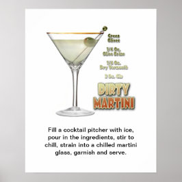Dirty Martini Cocktail Rezept Art 16 "x20" Poster
