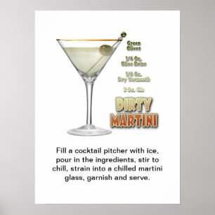 Dirty Martini Cocktail Rezept Art 18 "x24" Poster