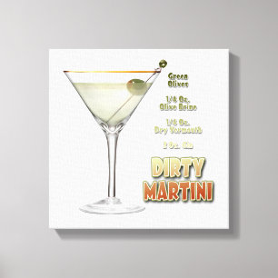 Dirty Martini Cocktail Rezept Kunst 12"x12" Leinwanddruck