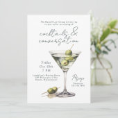 Dirty Martini Cocktails und Konversationsveranstal Einladung (Stehend Vorderseite)