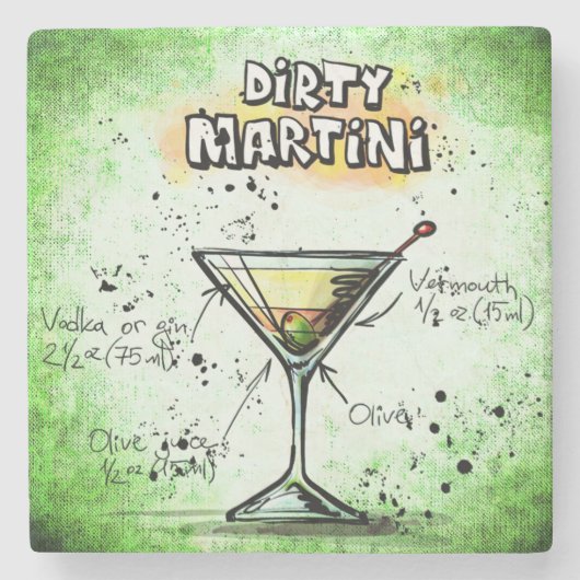 Dirty Martini Drink Rezept Steinuntersetzer (Vorderseite)