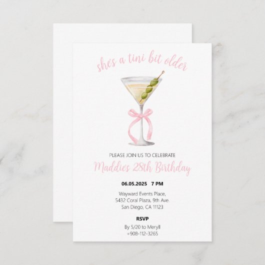 Dirty Martini Einladung (Vorne/Hinten)