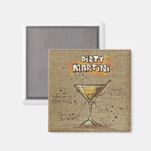 Dirty Martini Recipe Bar Burlap Magnet (Vorderseite/Rückseite)