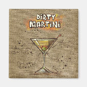 Dirty Martini Recipe Bar Burlap Magnet (Vorne)
