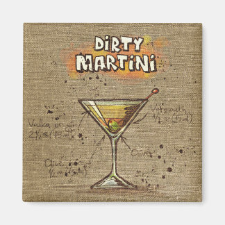 Dirty Martini Recipe Bar Burlap Magnet