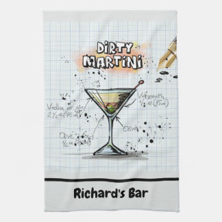 Dirty Martini Recipe Personalisierte Bar Zeichnend Geschirrtuch