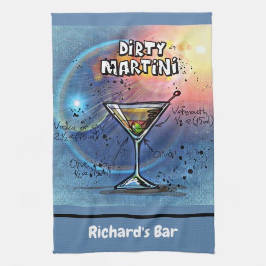 Dirty Martini Rezept Personalisierte Custom Bar Geschirrtuch (Vertikal)