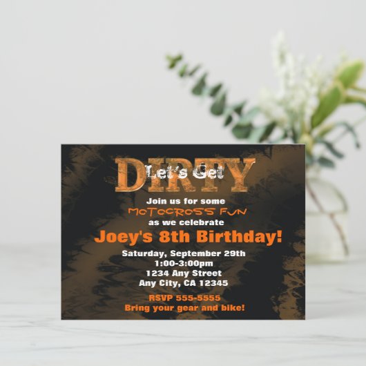 Dirty Mud Run Race Motocross Racing Einladung (Stehend Vorderseite)