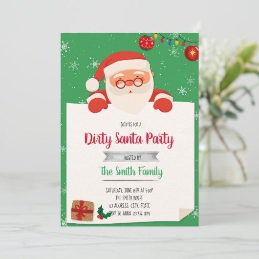 Dirty Santa Exchange Party Einladung (Stehend Vorderseite)