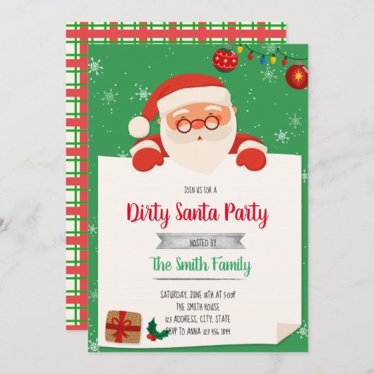 Dirty Santa Exchange Party Einladung (Vorne/Hinten)