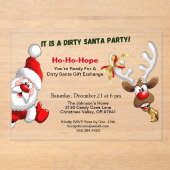 Dirty Santa Gift Exchange Santa & Rudolph Deer Acryleinladungen (Vorderseite)