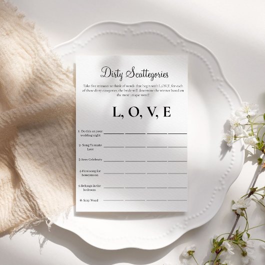 Dirty Scattegories Junggeselinnen-Abschied Einladung