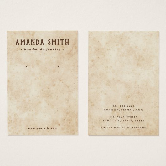 Dirty shabby Vintage Ohrring-Grafikkarte (Vorne & Hinten)