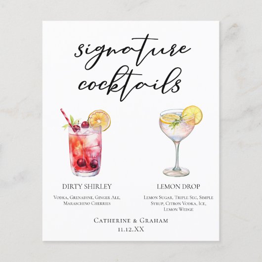 Dirty Shirley Lemon Drop Signature Cocktails Menü (Vorderseite)