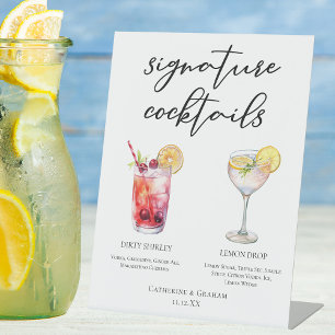 Dirty Shirley Lemon Drop Signature Cocktails Menü Sockelschild