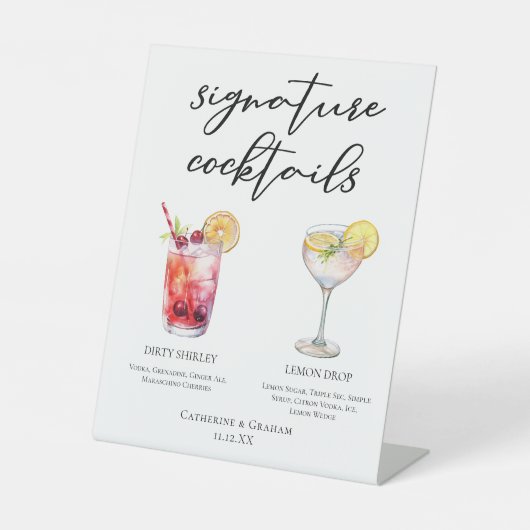 Dirty Shirley Lemon Drop Signature Cocktails Menü Sockelschild (Vorderseite)