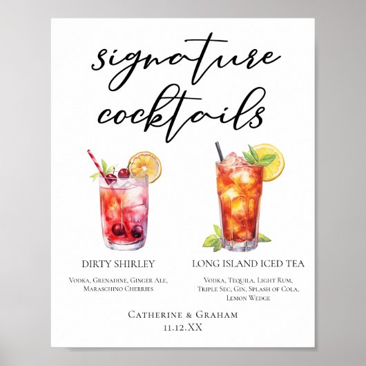Dirty Shirley Long Island Signature Cocktails Menü Poster (Vorne)