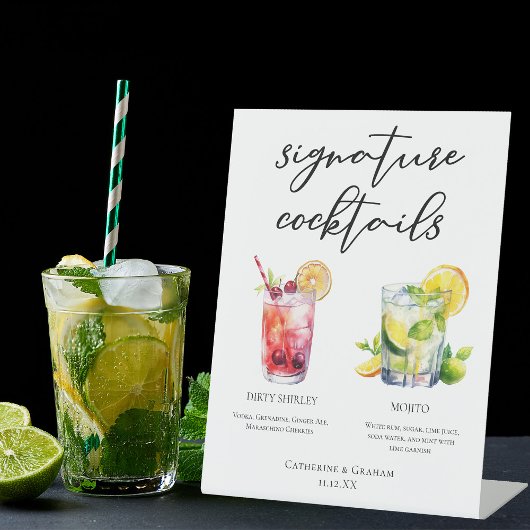 Dirty Shirley Mojito Signature Cocktails Menü Sockelschild