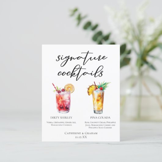 Dirty Shirley Piña Colada Signature Cocktails Menü (Stehend Vorderseite)