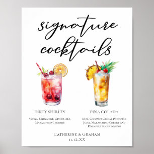 Dirty Shirley Piña Colada Signature Cocktails Menü Poster
