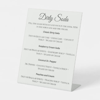 Dirty Soda Bar Sign with Recipes for Wedding Sockelschild