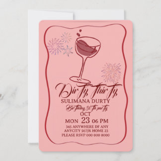 Dirty thirty birthday invitation template, cherry  einladung