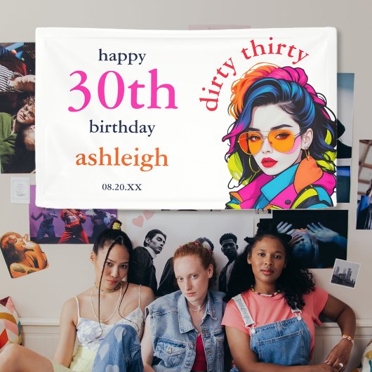 Dirty Thirty Birthday Party Banner