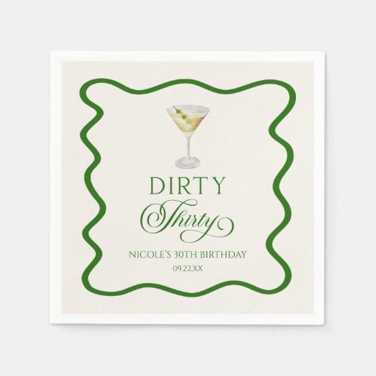 Dirty Thirty Dirty Martini Geburtstagsparty Serviette (Vorderseite)