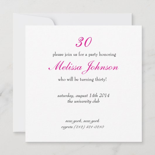 Dirty Thirty Einladung (Rückseite)