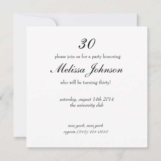 Dirty Thirty Einladung (Rückseite)