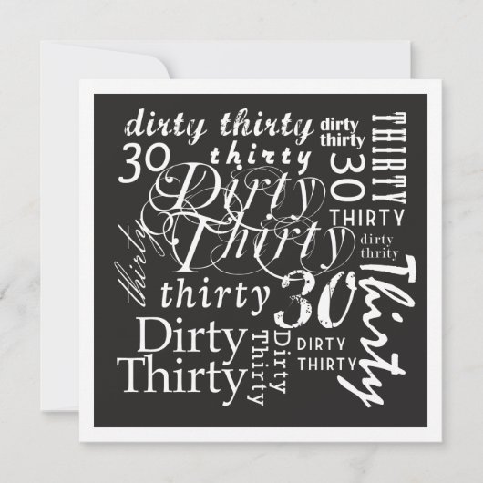 Dirty Thirty Einladung (Vorderseite)