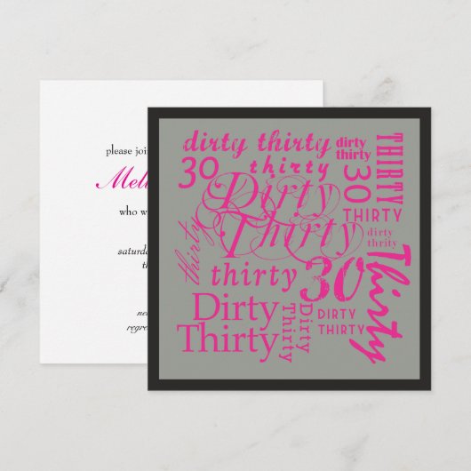 Dirty Thirty Einladung (Vorne/Hinten)