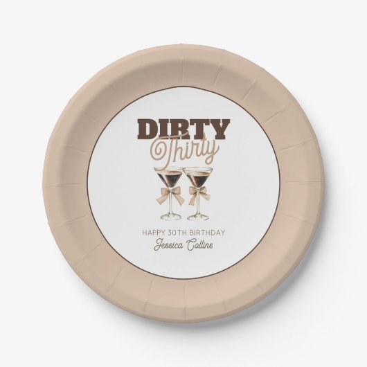 Dirty Thirty Espresso Cocktail Retro 30. Geburtsta Pappteller (Vorderseite)