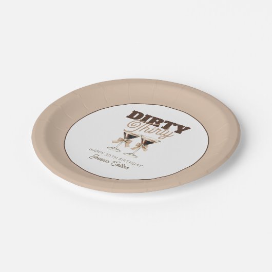 Dirty Thirty Espresso Cocktail Retro 30. Geburtsta Pappteller (Schrägansicht)