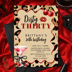 Dirty Thirty Kirsch-Martini Glam 30. Geburtstag Einladung