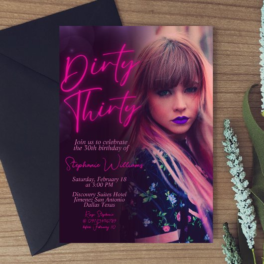 Dirty Thirty Minimalistisch mit Foto Einladung