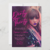 Dirty Thirty Minimalistisch mit Foto Einladung (Vorderseite)