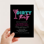 Dirty Thirty Neon Blue & Pink 30. Geburtstag Einladung<br><div class="desc">Dieses helle und lustige Neon Blue & Pink Design ist bereit für eine Geburtstagsparty!</div>